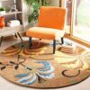 MUKHTAR CARPETS Hand Tufted Round Woollen Modern Area Rug for Living Room 5 X 5 Feet Beige Multi Color