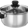 Amazon Brand – Solimo Stainless Steel Induction Bottom Dutch Oven with Glass Lid (20cm, 3 litres)